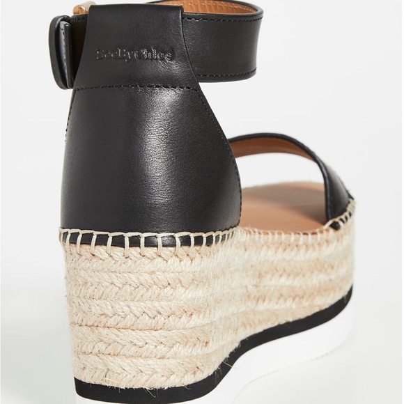 See by Chloe Glyn black espadrille sandal wedges - Picture 3 of 11